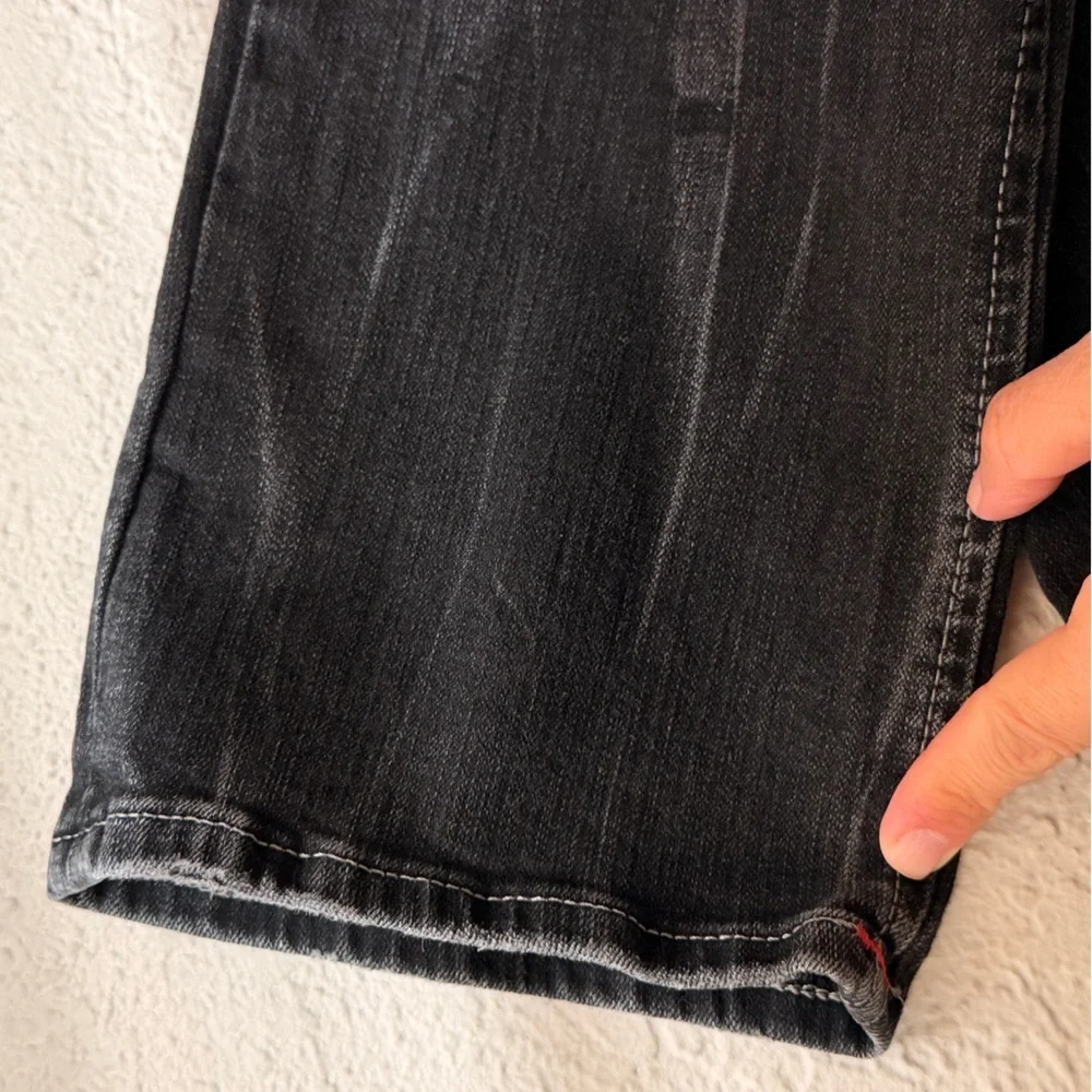 True Religion Skinny Moto Stitch Jeans Mens Black 34 W & 33 L